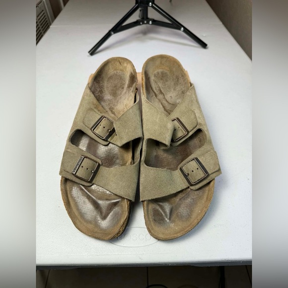 Birkenstock Arizona Soft Footbed Taupe Suede Men Regular Sandal Sz 48 / US 15 - Picture 2 of 14
